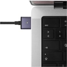 FIXED nabíjecí kábel USB-C - MagSafe 3, opletený, 2m, 140W, šedá