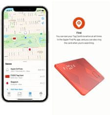 FIXED Smart tracker Tag Card s podporou Find My, bezdrátové nabíjení, červená
