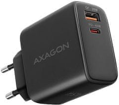 AXAGON síťová nabíječka ACU-PQ45, USB-A, USB-C, PD3.0/PPS/QC4+/SFC 2.0/AFC/Apple, 45W, čierna