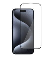 Nuvo ochranné sklo na displej pre Apple iPhone 15 Pro čierny rám