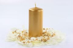 PartyDeco Valcové sviečky zlaté metalické 6ks 12cm