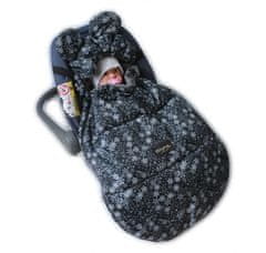 Baby Nellys nepromokavý fusak s oušky MIKI, fleece Velvet 90 x 50 cm - černá s hvězdami