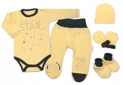 Baby Nellys 5-ti dílná soupravička do porodnice Baby Little Star - žlutá - 62 (2-3m)