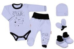 Baby Nellys 5-ti dílná soupravička do porodnice Baby Little Star - modrá, vel. 50 - 62 (2-3m)