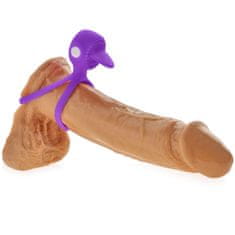 XSARA Vibrační erekční kroužek na penis a varlata s jazýčkem na klitoris - 70991821