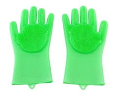 APT AG672C Silikónové rukavice na umývanie riadu - zelené