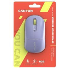 Canyon Bezdrátová počítačová myš MW-22 optická/ 4 tlačítka/ 1600DPI - fialová
