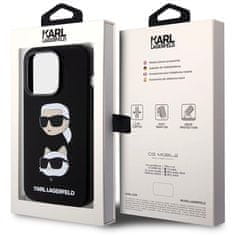 Karl Lagerfeld Kryt na mobil Liquid Silicone Karl and Choupette Heads na Apple iPhone 15 Pro - černý