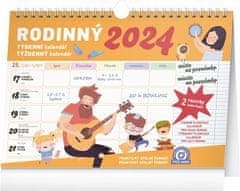 Kalendár 2024 nástenný: Rodinný, plánovací s háčikom, 30 × 21 cm