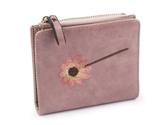Dámska / dievčenská peňaženka s výšivkou 10x12 cm - púdrová