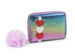 Dievčenská peňaženka metalická s brmbolcom 9x13 cm - fialová