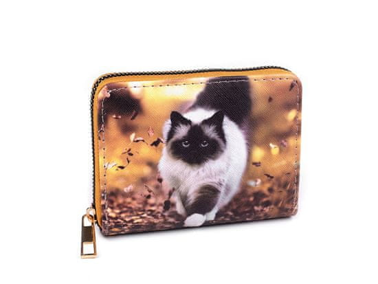 Dámska / dievčenská peňaženka mačky 9,5x12,5 cm - béžová tm.