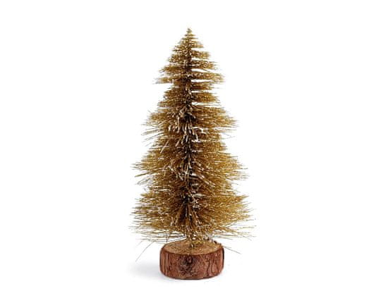 Dekorácia vianočný stromček s glitrami - (20 cm) zlatá