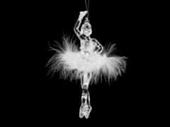 Dekorácia baletka, labuť s glitrami na zavesenie na stromček - transparent baletka