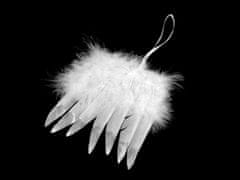 Dekorácia anjelské krídla s metalickým efektom - biela strieborná