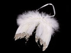 Dekorácie anjelské krídla s glitrami a korálkami - biela zlatá