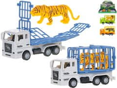 Auto safari nákladné 11 cm spätný chod so zvieraťom (zelená, biela, oranžová)