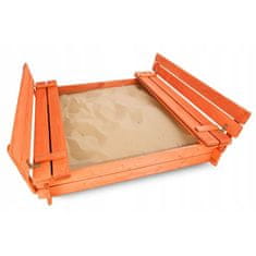 NEW BABY Detské drevené pieskovisko s poklopom a lavičkami 120x120 cm