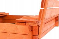 NEW BABY Detské drevené pieskovisko s poklopom a lavičkami 120x120 cm