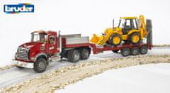 BRUDER Nákladné auto MACK Granit náves a traktor JCB