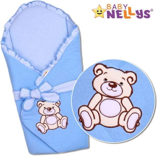 Baby Nellys Zavinovačka s výztuží Teddy Bear - jersey - modrá