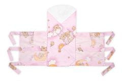 Baby Nellys Bavlněný náhradní povlak na zavinovačku 85x85cm, LALLY Medvídek na žebříku, růžový