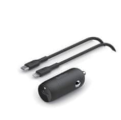 Belkin BOOSTCHARGE 30W USB-C Power Delivery PPS nabíjačka do auta + 1m USB-C na lightning kábel, čierna