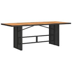 Vidaxl Záhradný stôl s akáciovou doskou čierny 190x80x74 cm polyratan