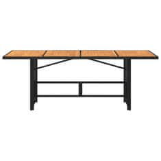 Vidaxl Záhradný stôl s akáciovou doskou čierny 190x80x74 cm polyratan
