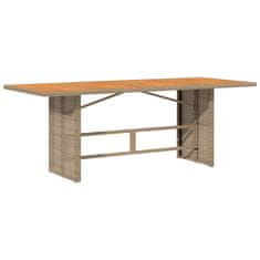 Vidaxl Záhradný stôl s akáciovou doskou béžový 190x80x74 cm polyratan
