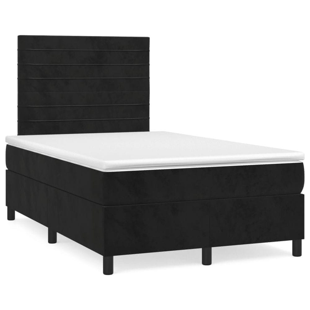 Petromila vidaXL Boxspring posteľ s matracom a LED, čierna 120x190 cm, zamat