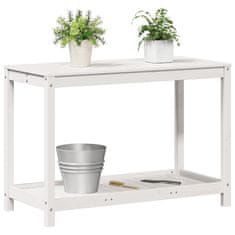 Vidaxl Stôl na presádzanie s policou biely 108x50x75 cm borovica