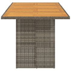 Vidaxl Záhradný stôl s akáciovou doskou sivý 190x80x74 cm polyratan