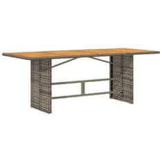 Vidaxl Záhradný stôl s akáciovou doskou sivý 190x80x74 cm polyratan