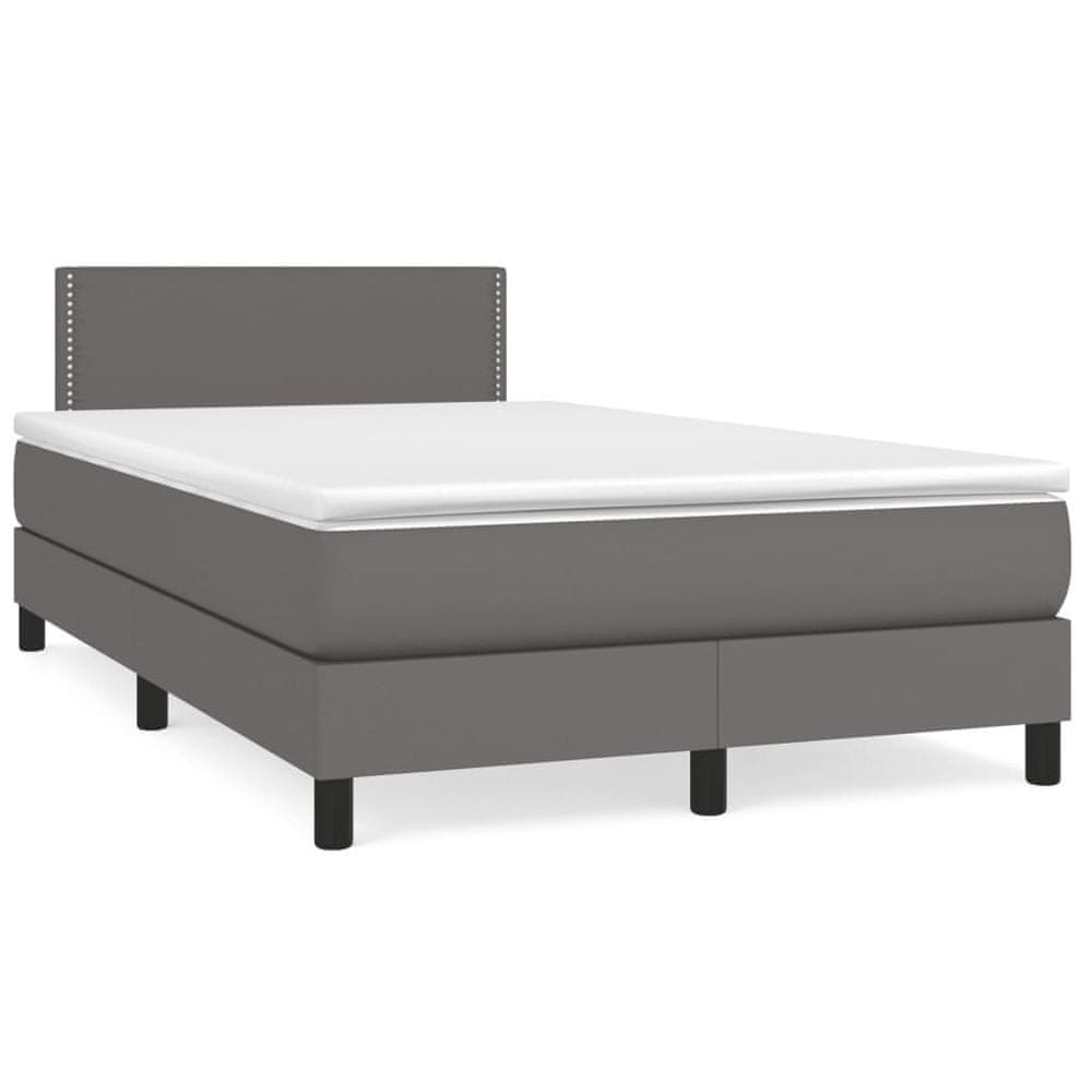 Vidaxl Boxspring posteľ s matracom a LED, sivá 120x190 cm, umelá koža