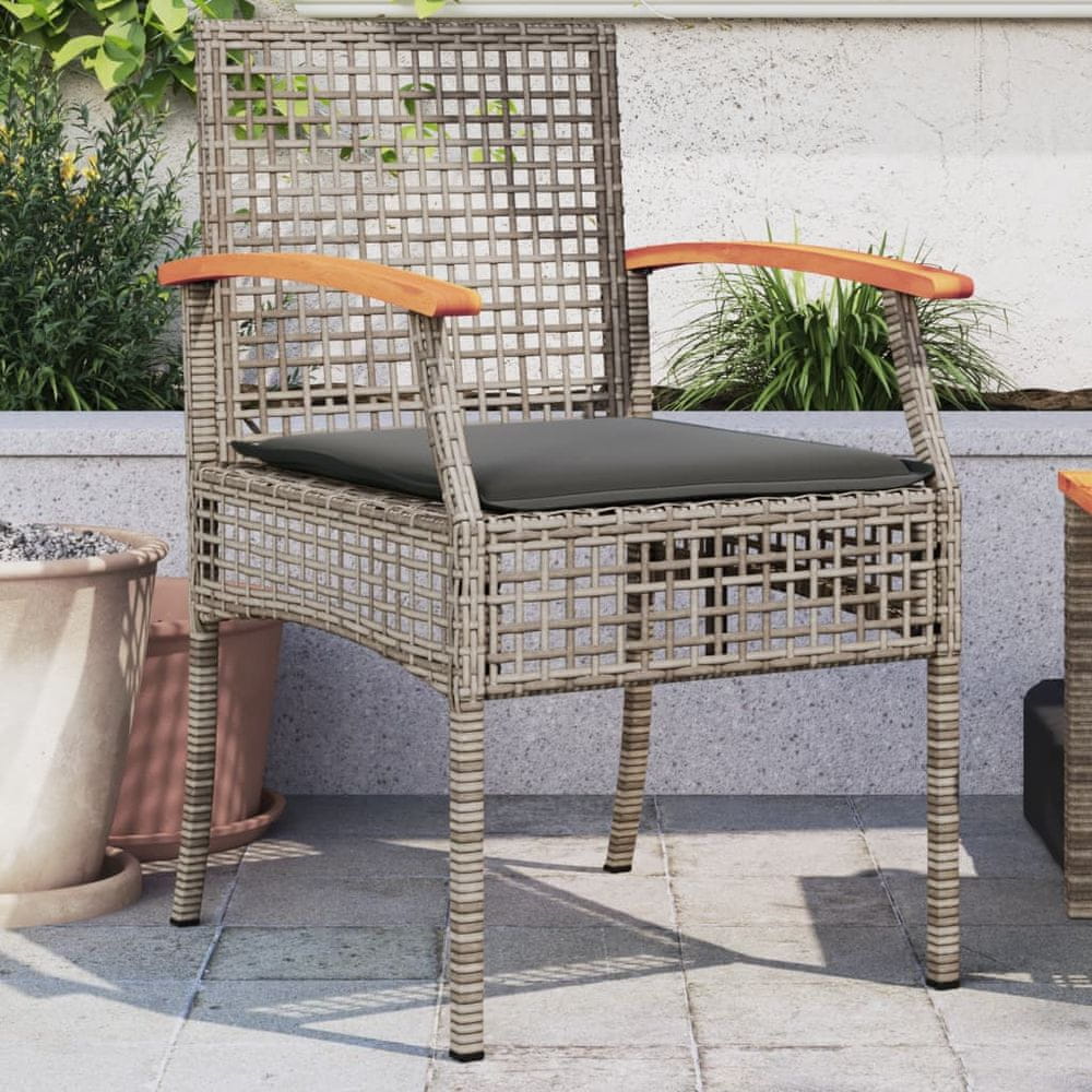Petromila vidaXL Záhradné stoličky s vankúšmi 2 ks sivé polyratan akáciové drevo