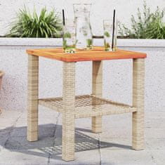 shumee Záhradný stôl béžový 40x40x42 cm polyratan akáciové drevo