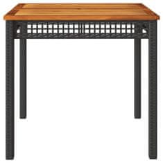 Petromila vidaXL Záhradný stôl čierny 80x80x75 cm polyratan akáciové drevo