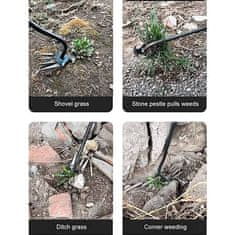 Netscroll Záhradný nástroj na odstraňovanie buriny, uvoľňovanie pôdy, podporu rastu, vynikajúci nástroj na odstránenie buriny z obrubníkov a dlaždíc, ergonomická drevená rukoväť, DuoWeeder