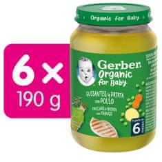 Gerber Organic detský príkrm hrášok so zemiakmi a kuracím mäsom 6x190 g