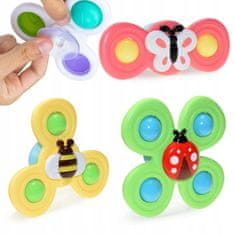 TopKing Spinner - zábavná hracia sada s motívmi zvierat - včela, motýľ a lienka (3 v sade)