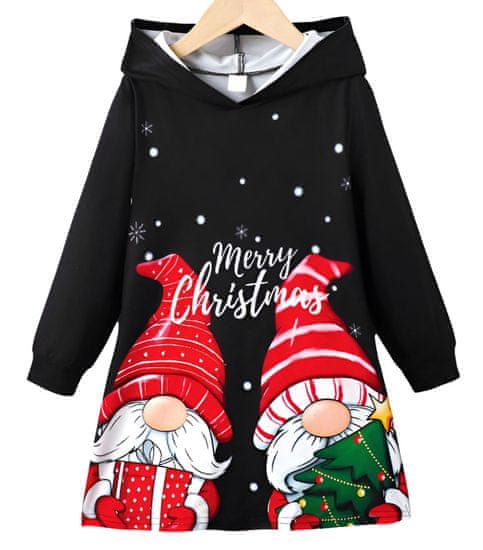 EXCELLENT Vianočné mikinové šaty čierne veľkosť 110 - Elves