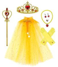 EXCELLENT Žltý princeznovský plášť - žltá súprava šperkov