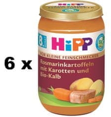 HiPP Malý Gurmán BIO Rozmarýnové brambory s mrkví a telecím masem od 8. měsíce, 6 x 220 g