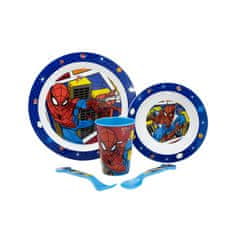 Stor Detský plastový riad Spiderman (tanier, miska, pohár, príbor), 74750