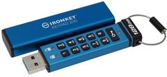 Kingston IronKey Keypad 200, 128GB (IKKP200/128GB), modrá