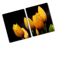Wallmuralia.sk Doska na krájanie zo skla Žlté tulipány 80x52 cm