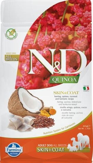 N&D QUINOA Dog GF Skin & Coat, Herring & Coconut Adult Mini 800 g