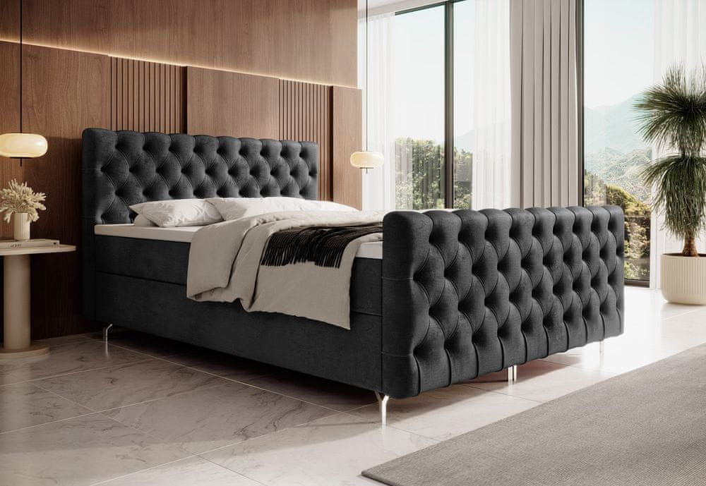 Veneti Čalúnená posteľ 200x200 ADRIA COMFORT PLUS s úložným priestorom - svetlo grafitová