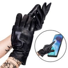 Rovicky Zateplené dámske rukavice z prírodnej kože s prešívaním - M